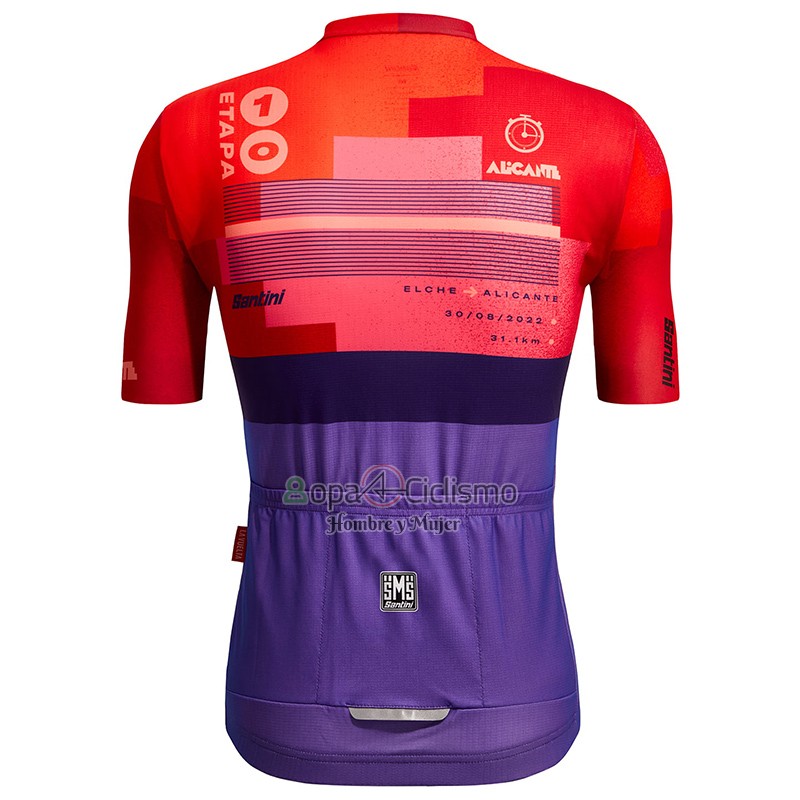 Vuelta Espana Ropa Ciclismo Culotte Corto 2022 Hombre Mangas Cortas Rojo Violeta